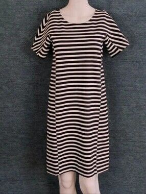 J. Crew Black& White Striped Tee Shirt Dress